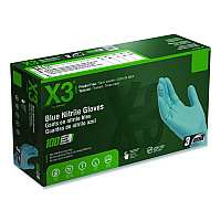 X3 by AMMEX Industrial Nitrile Gloves, Medium, Blue, 100/Box (X344100BX)