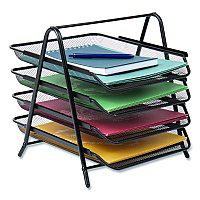 Tiered Metal Mesh Desk Tray Organizer, 4-tier, Letter Size, 13.75 X 12 X 12.5, Black