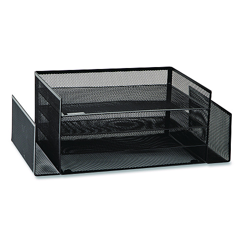 Mind Reader Metal Mesh Desktop Organizer Letter Tray, 6 Sections, Letter Size, 9.15 x 16.75 x 6, Black (4TSIDE2BLK)