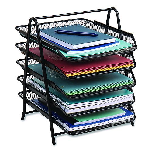 Mind Reader Metal Mesh Desk Tray Organizer, 5-Tier, Letter Size, 14 x 11.75 x 14.5, Black (5TPAPERBLK)