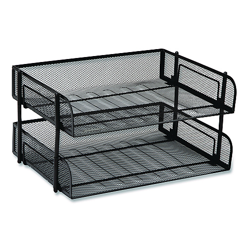 Mind Reader Stackable Paper Desk Tray Organizer, Letter Size, 10 x 13.5 x 2.5, Black, 2/Pack (ESTACK2BLK)