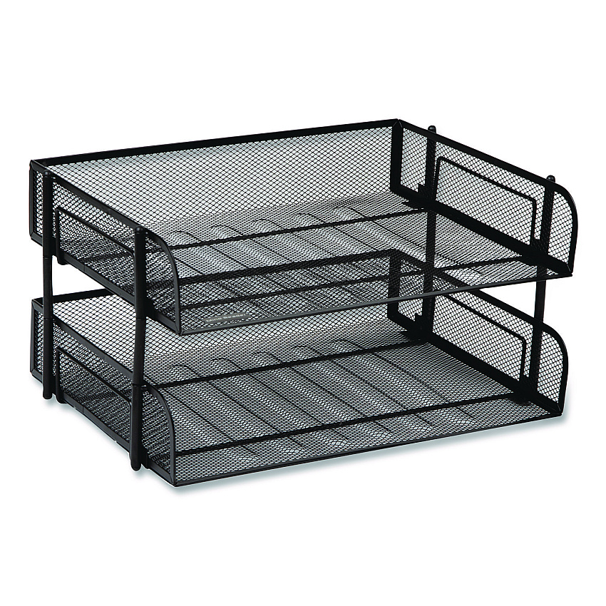 Mind Reader Stackable Paper Desk Tray Organizer, Letter Size, 10 x 13.5 x 2.5, Black, 2/Pack (ESTACK2BLK)