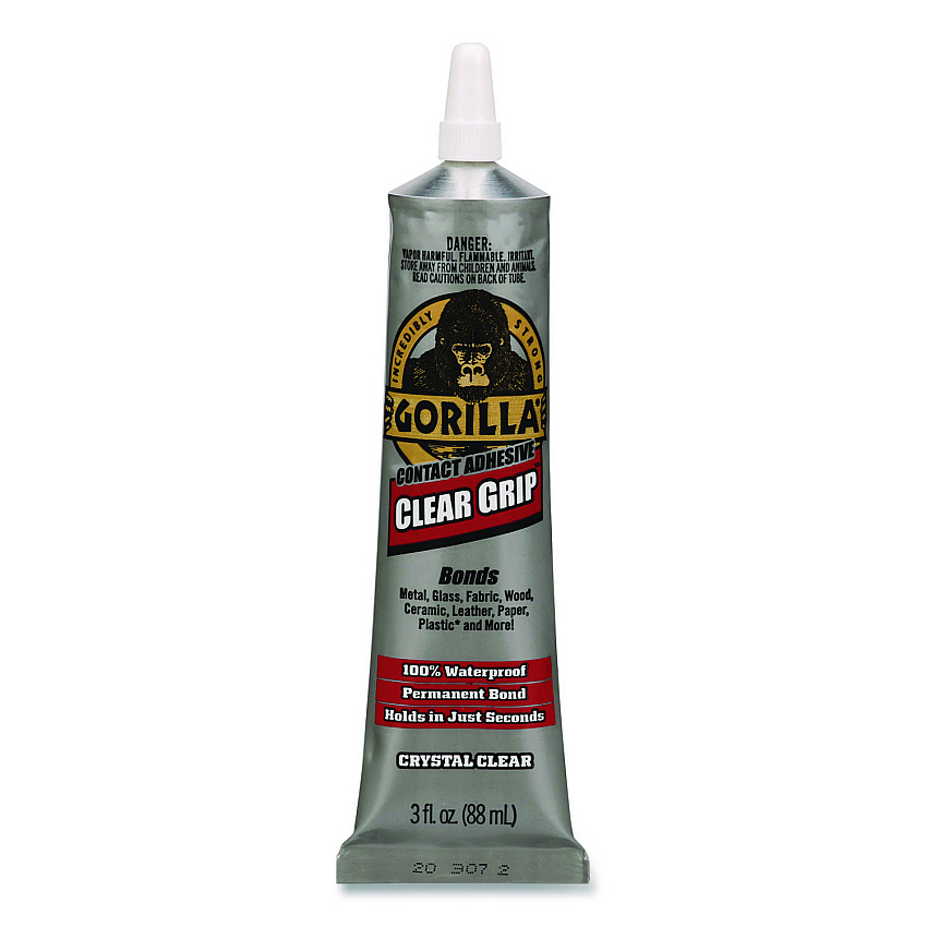 Gorilla Clear Grip Contact Adhesive, 3 oz Tube, Dries Clear (8040002)