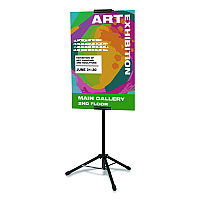 Excello Global Products Blank Floor Sign Stand, Holds Posters Up to 77", 26" to 86" Tall, Black Stand, White Face (EGPHD0523)