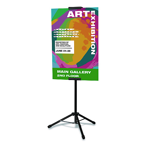 Excello Global Products Blank Floor Sign Stand, Holds Posters Up to 77", 26" to 86" Tall, Black Stand, White Face (EGPHD0523)