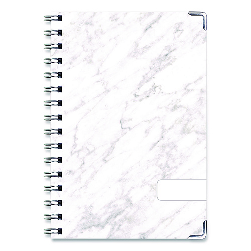 Global Printed Products Marble Weekly/Monthly Planner, Marble Stone Artwork, 8 x 5.5, White/Gray/Silver Cover, 14-Month: Nov 2024 to Dec 2025 (SPLS255804)