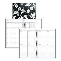 House of Doolittle Recycled Non-Dated Monthly/Weekly Planner, Cherry Blossoms, Black/White Cover, Undated (212152)