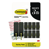 Command Limited Edition Hooks and Clips, Soot, 3 lb Capacity, 2 Hooks, 8 Clips and 12 Strips/Pack (STMHP10ESF)