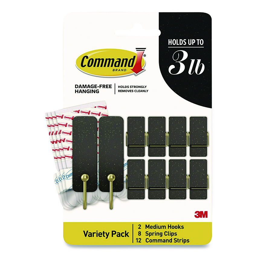 Command Limited Edition Hooks and Clips, Soot, 3 lb Capacity, 2 Hooks, 8 Clips and 12 Strips/Pack (STMHP10ESF)