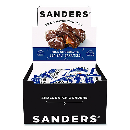 Sanders Small Batch Wonders Snack-Size Milk Chocolate Sea Salt Caramels, 0.5 oz Individually Wrapped, 48/Box (KAR27163)