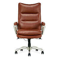 La-Z-Boy Jenkins Executive Big and Tall Chair, Supports Up to 400 lb, 20" to 23" Seat Height, Brown Seat/Back, Silver/Black Base (60075CAM)