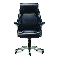 La-Z-Boy Meyer Bonded Leather Executive Chair, Supports Up to 275 lb, 19" x 22.75", Navy Seat, Navy/Back, Silver Base (60082NVYCC)