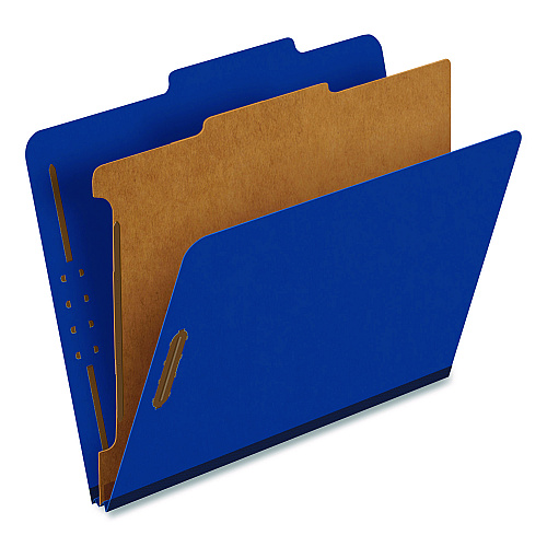 Pendaflex Colored Pressboard Top Tab Classification Folders, 1.75" Expansion, 1 Divider, 4 Fasteners, Letter Size, Dark Blue, 10/Box (23732P)