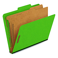 Pendaflex Colored Pressboard Top Tab Classification Folders, 2.5" Expansion, 2 Dividers, 6 Fasteners, Letter Size, Dark Green, 10/Box (24133P)