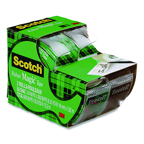 Scotch Magic Tape in Handheld Dispenser, 1" Core, 0.75" x 24.9 ft., Clear, 2/Pack (2105)