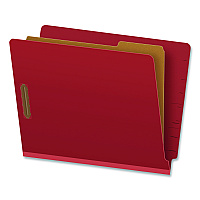 Pendaflex Colored Pressboard End Tab Classification Folders, 1.75" Expansion, 1 Divider, 4 Fasteners, Letter Size, Red Exterior, 10/Box (H1150R)