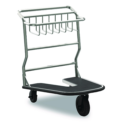 Suncast Commercial Nesting Luggage Cart with Rubber Platform, Capacity, 300 lb Capacity, 27 x 37 x 37.5, Silver/Black (MLCNR600)