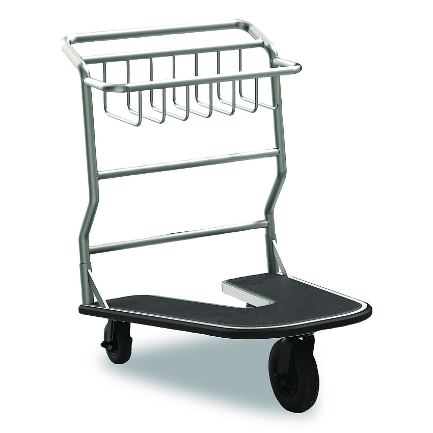 Suncast Commercial Nesting Luggage Cart with Rubber Platform, Capacity, 300 lb Capacity, 27 x 37 x 37.5, Silver/Black (MLCNR600)