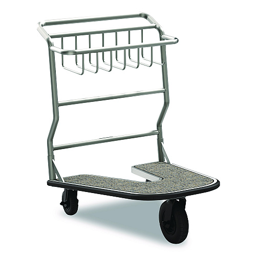 Suncast Commercial Nesting Luggage Cart with Carpeted Platform, 300 lb Capacity, 27 x 37 x 37.5, Silver/Black (MLCNC600)