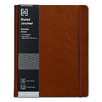 TRU RED Flexible-Cover Business Journal with Elastic Closure, 1-Subject, Narrow Rule, Cognac Cover, (128) 10 x 8 Sheets (TR61953)