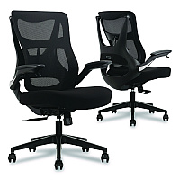 Beautyrest ErgoMax Mesh Swivel Task Chair, Supports Up to 275 lb, 19" x 22.75" Seat Height, Black Back/Seat, Black Base (60078BLK)