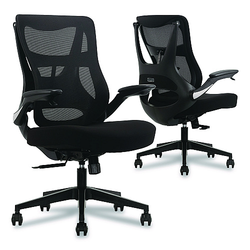 Beautyrest ErgoMax Mesh Swivel Task Chair, Supports Up to 275 lb, 19" x 22.75" Seat Height, Black Back/Seat, Black Base (60078BLK)