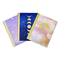 ECCOLO Celestial Body Composition Book, Medium/College Rule, Assorted Cover Colors and Designs, (80) 9.75 x 7.5 Sheets, 3/Pack (ST840A3PACK)