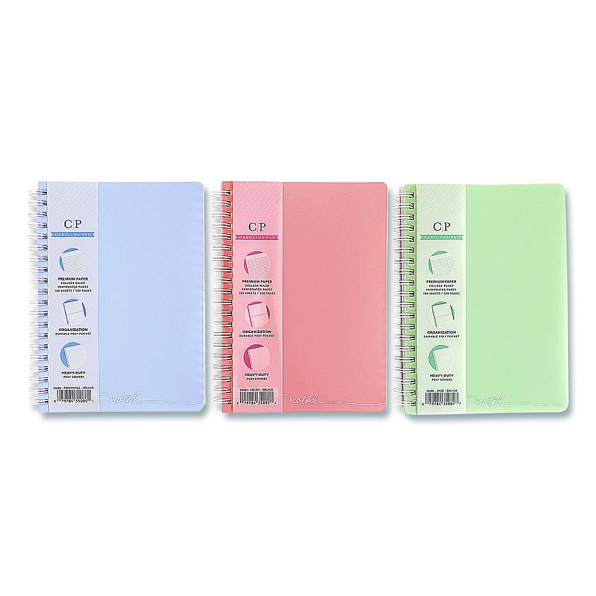 Carolina Paper Noted Personal Notebook, Medium/College Rule, Randomly Assorted Cover Color, (100) 7 x 5 Sheets (35083)