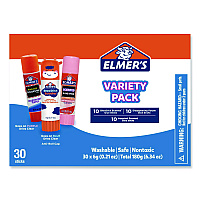 Elmer's Glue Stick Variety Pack, 0.21 oz, Dries Clear, 30/Pack (2213791)