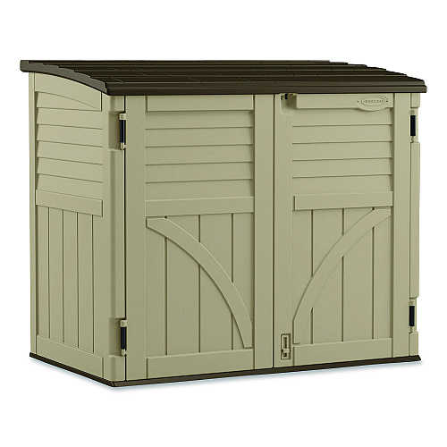 Suncast Horizontal Storage Shed, 4 ft 5" x 2 ft 8.5" x 3 ft 9.5", Sand/Slate (BMS3400X)