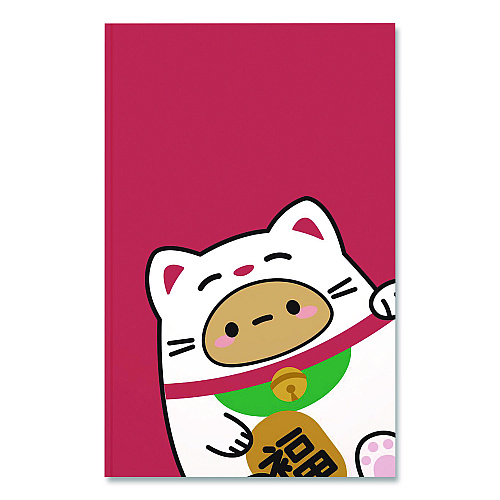 Denik Smoko Tayto Lucky Cat Layflat Notebook, 1-Subject, Medium/College Rule, Red/White/Brown Cover, (72) 8 x 5 Sheets (LFC1885L)