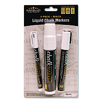 Excello Global Products Liquid Chalk Markers, Assorted Tip Sizes and Types, White, 3/Pack (EGPHD0511S)