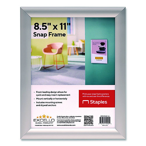 Excello Global Products Poster Holder, Aluminum, 8.5 x 11, Silver (EGPSF8511S)