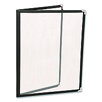 Excello Global Products Menu Holder For 8.5 x 11 Menus, Portrait Orientation 4-View, 9.6 x 11.9, Clear/Black/Silver (SPLSMENU41PK)