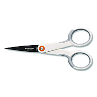 Fiskars SoftGrip Nonstick Scissors, 5" Long, Straight White/Gray Handle (1069763)
