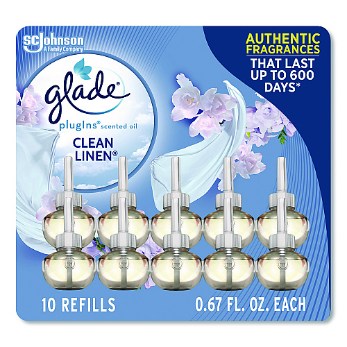 Glade Plugins Scented Oil Refill, Clean Linen, 0.67 oz, 10/Pack (379206)
