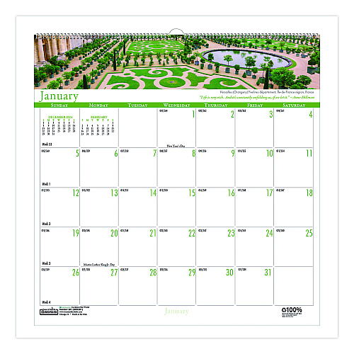 House of Doolittle Recycled Gardens of the World Monthly Wall Calendar, Garden Scene Photography, 12 x 12, White Sheets, 12-Month (Jan-Dec):2025 (30125)