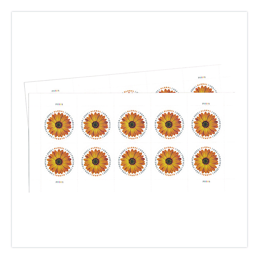 United States Postal Service Global Forever Stamps, Floral, 10 Stamps/Sheet, 2 Sheets/Pack (USPS4EVGLOB)