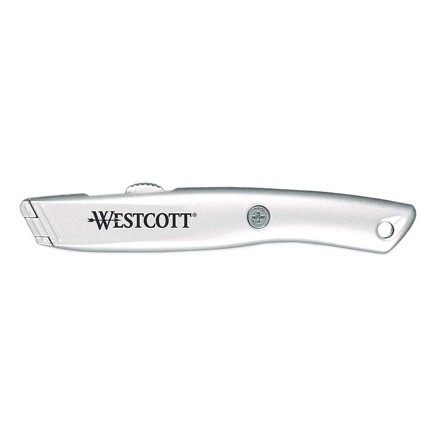 Westcott Aluminum Safety Cutter with Ceramic Blade, Aluminum Handle, Silver (00722)