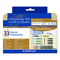 Staedtler Master the Art of Calligraphy Fountain Pen Set, 33 Pieces, (5) Nib Sizes, (7) Ink Colors, (4) Barrel Colors (899SM5NA)