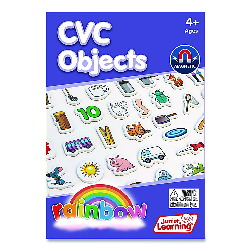 Junior Learning Inc Rainbow CVC Objects, +/- 1.6" Tall, Assorted Objects and Object Colors, White Background, 40 Pieces (641)