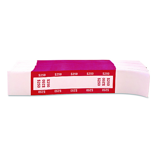 CONTROLTEK Currency Straps, $250, Self-Adhesive, 1,000/Pack (560018)