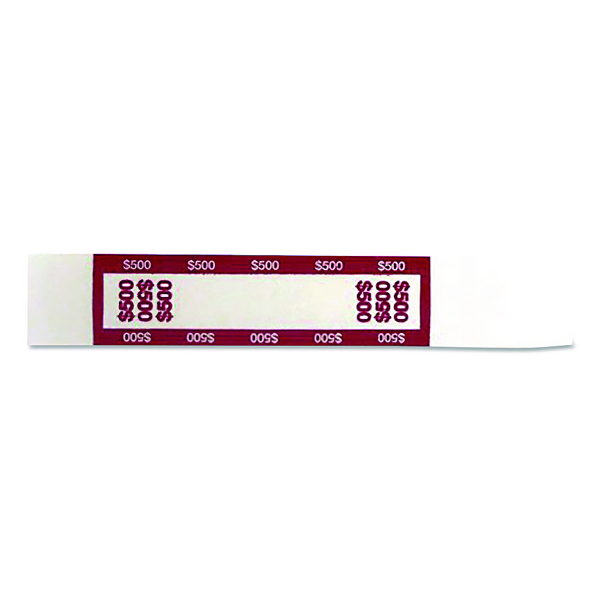 CONTROLTEK Currency Straps, $500, Self-Adhesive, 1,000/Pack (560019)