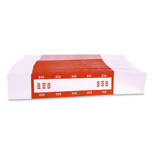 CONTROLTEK Currency Straps, $50, Self-Adhesive, 1,000/Pack (560116)