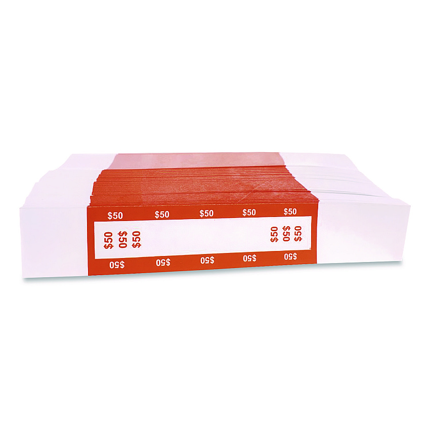 CONTROLTEK Currency Straps, $50, Self-Adhesive, 1,000/Pack (560116)