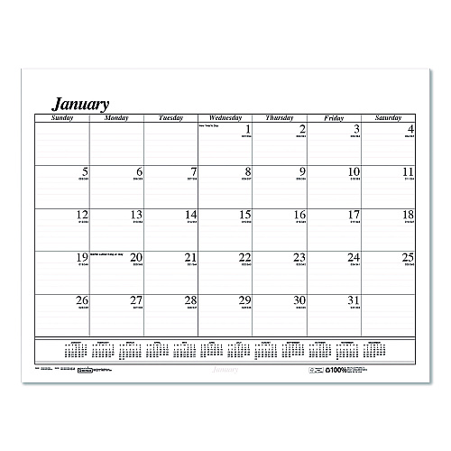 House of Doolittle Recycled Economy Monthly Desk Pad Calendar, 22 x 17, White/Black Sheets, 12-Month (Jan to Dec): 2025 (12625)