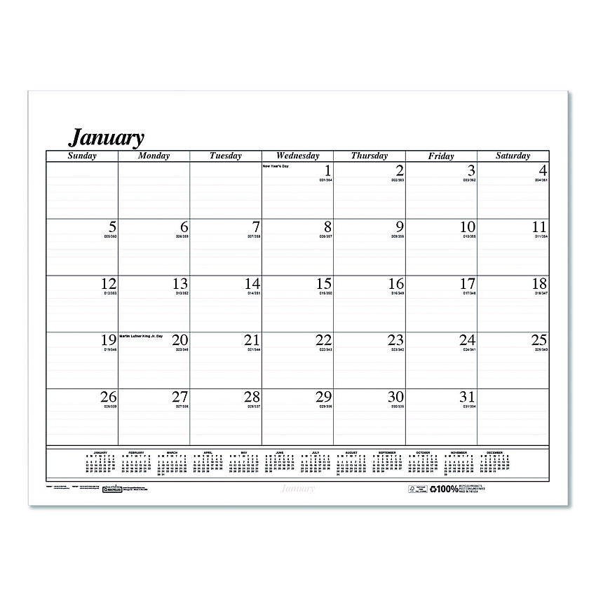 House of Doolittle Recycled Economy Monthly Desk Pad Calendar, 22 x 17, White/Black Sheets, 12-Month (Jan to Dec): 2025 (12625)