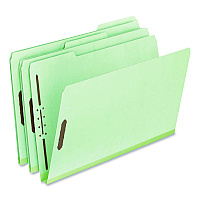 Pendaflex Colored Pressboard Top Tab Fastener Folders, 1" Expansion, 2 Fasteners, Legal Size, Light Green Exterior, 25/Box (17183)
