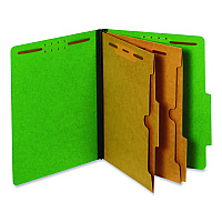 Pendaflex Pressboard Classification Folders with Two Full-Pocket Dividers, 2.5" Expansion, 6 Fasteners, Letter Size, Dark Green, 10/Box (24083P)
