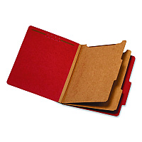 Pendaflex Colored Pressboard Top Tab Classification Folders, 2.5" Expansion, 2 Dividers, 6 Fasteners, Letter Size, Bright Red, 10/Box (24131P)
